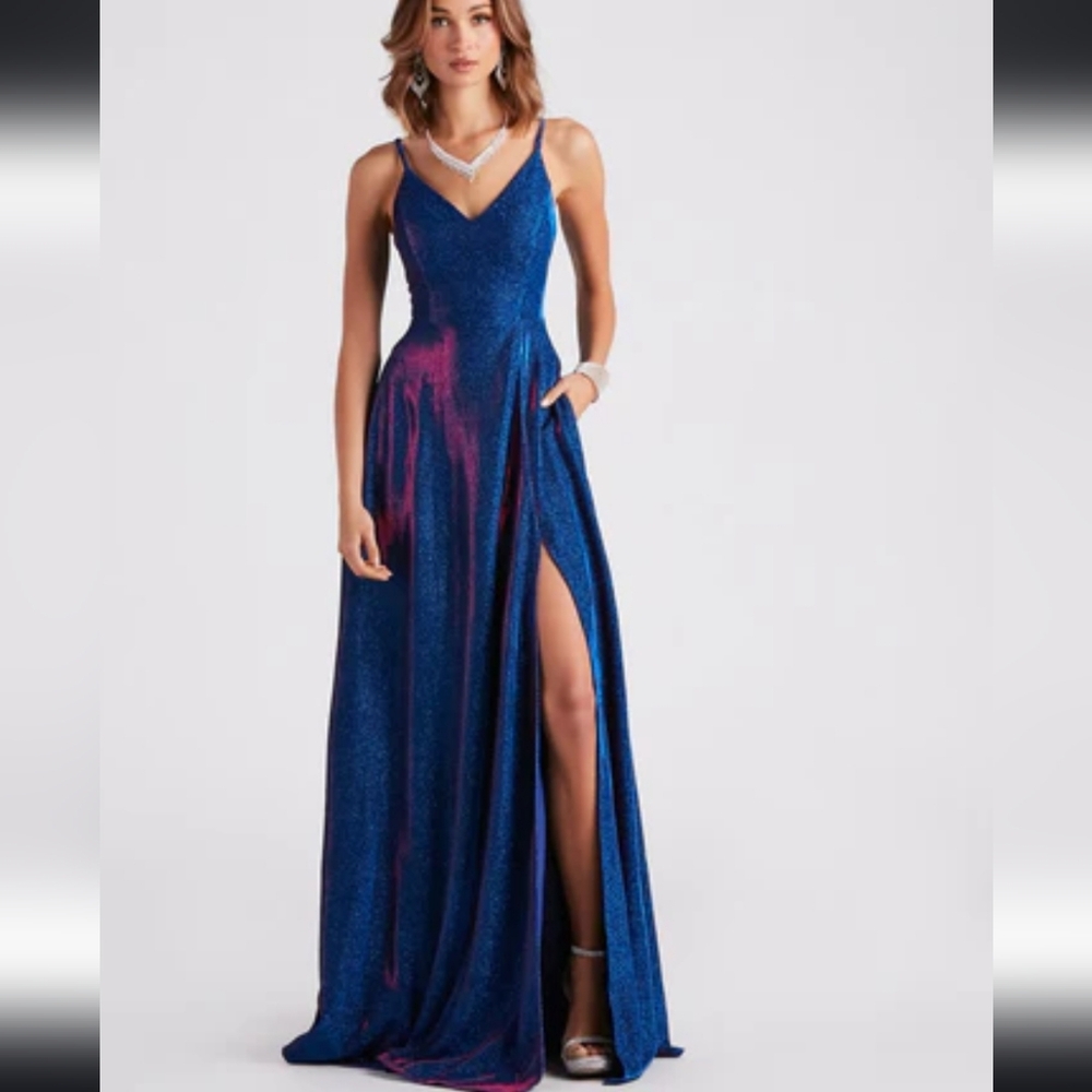 Elegant Blue and Pink Women's Dress